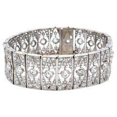 8.16 Carat Old European Cut H VS2-SI1 Diamond Platinum Art-Deco Bracelet