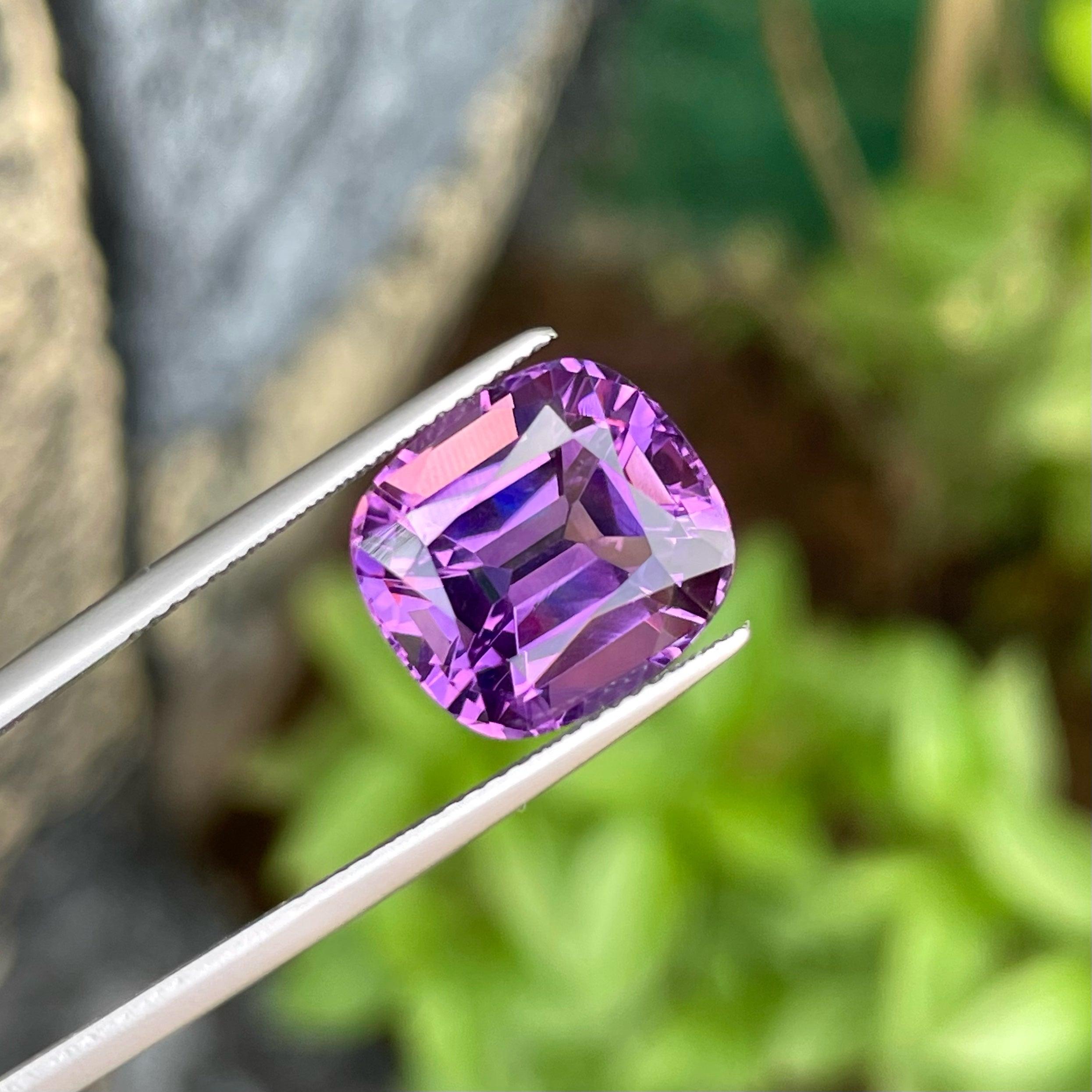 Cushion-Cut Soft Purple Amethyst Gemstone, available for sale, natural high quality flawless 8.16 carats, cushion cut amethyst from Brazil.

 Product Information:
GEMSTONE TYPE	Cushion-Cut Soft Purple Amethyst Gemstone
WEIGHT	8.16