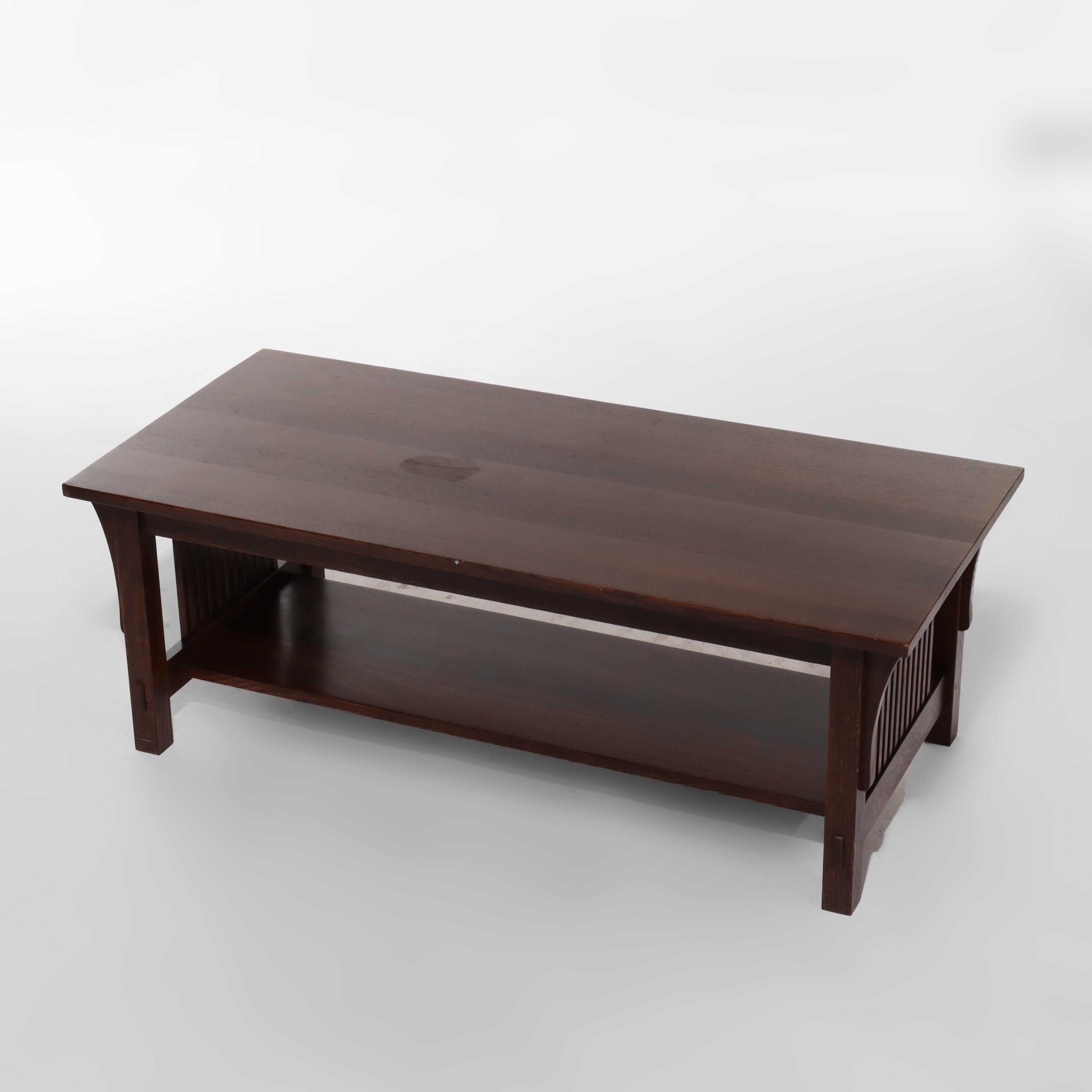 ***Reduced In-House Delivery Rates - Click on “Ask Seller” to Request a Quote***Vintage Stickley Arts & Crafts Mission Oak Coffee Table 20thC.     
Measures - 17