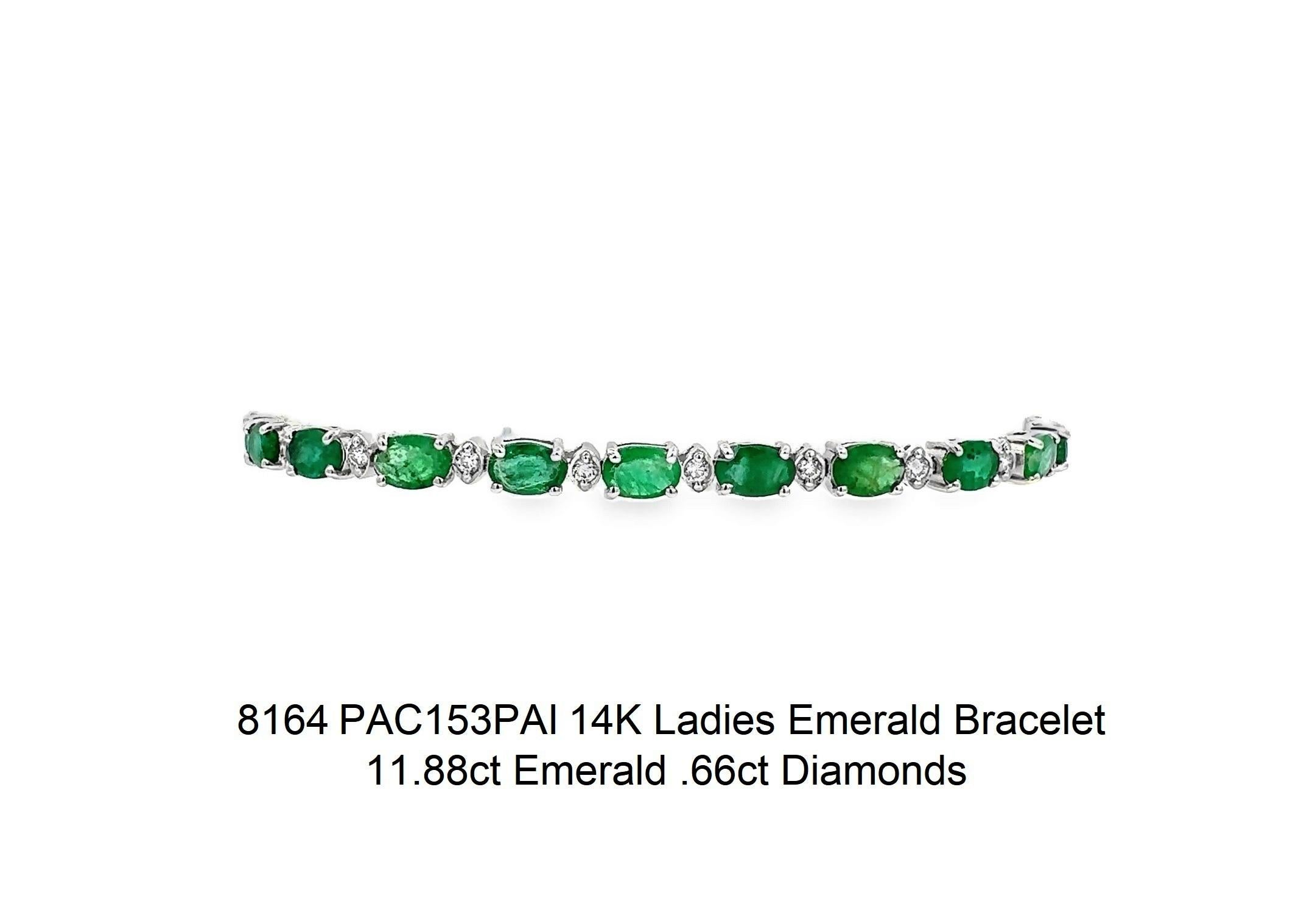 Pulsera Esmeralda y Diamantes 14K Señoras Corte oval en venta