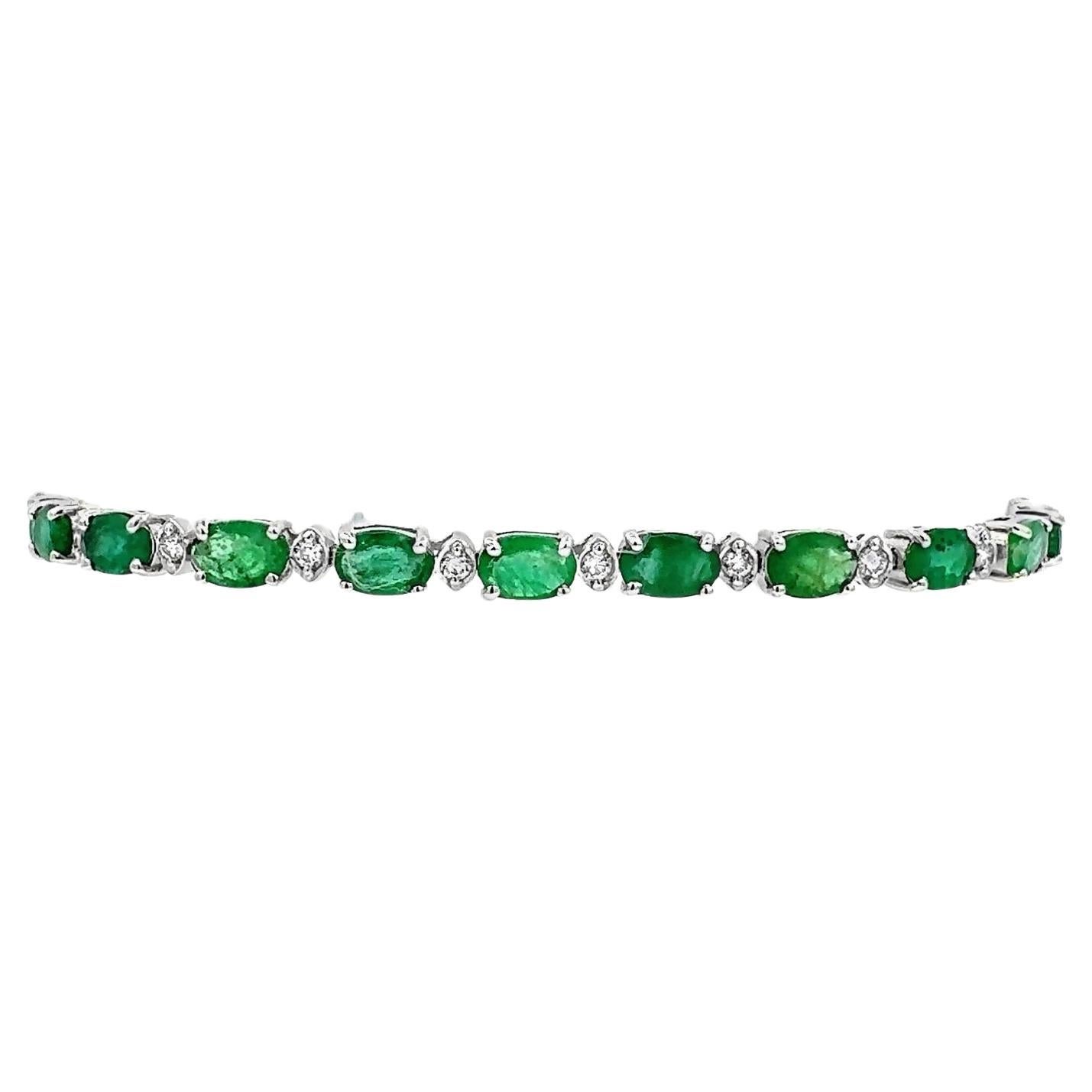 14K Ladies Emerald and Diamonds Bracelet
