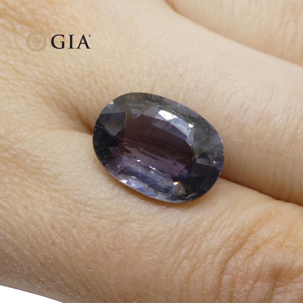 Contemporary 8.16ct Oval Grayish Violet to Pinkish Purple Sapphire GIA Certified For Sale