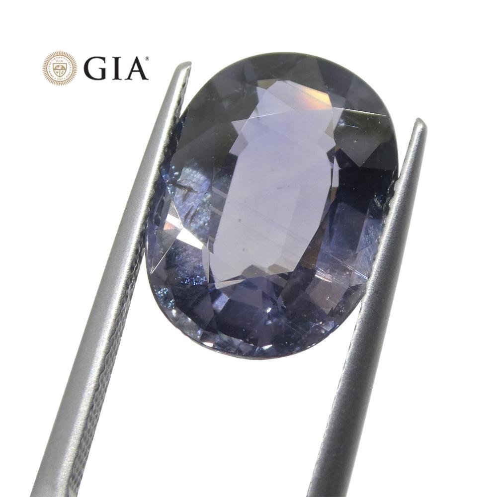 Women's or Men's 8.16ct Oval Grayish Violet to Pinkish Purple Sapphire GIA Certified For Sale