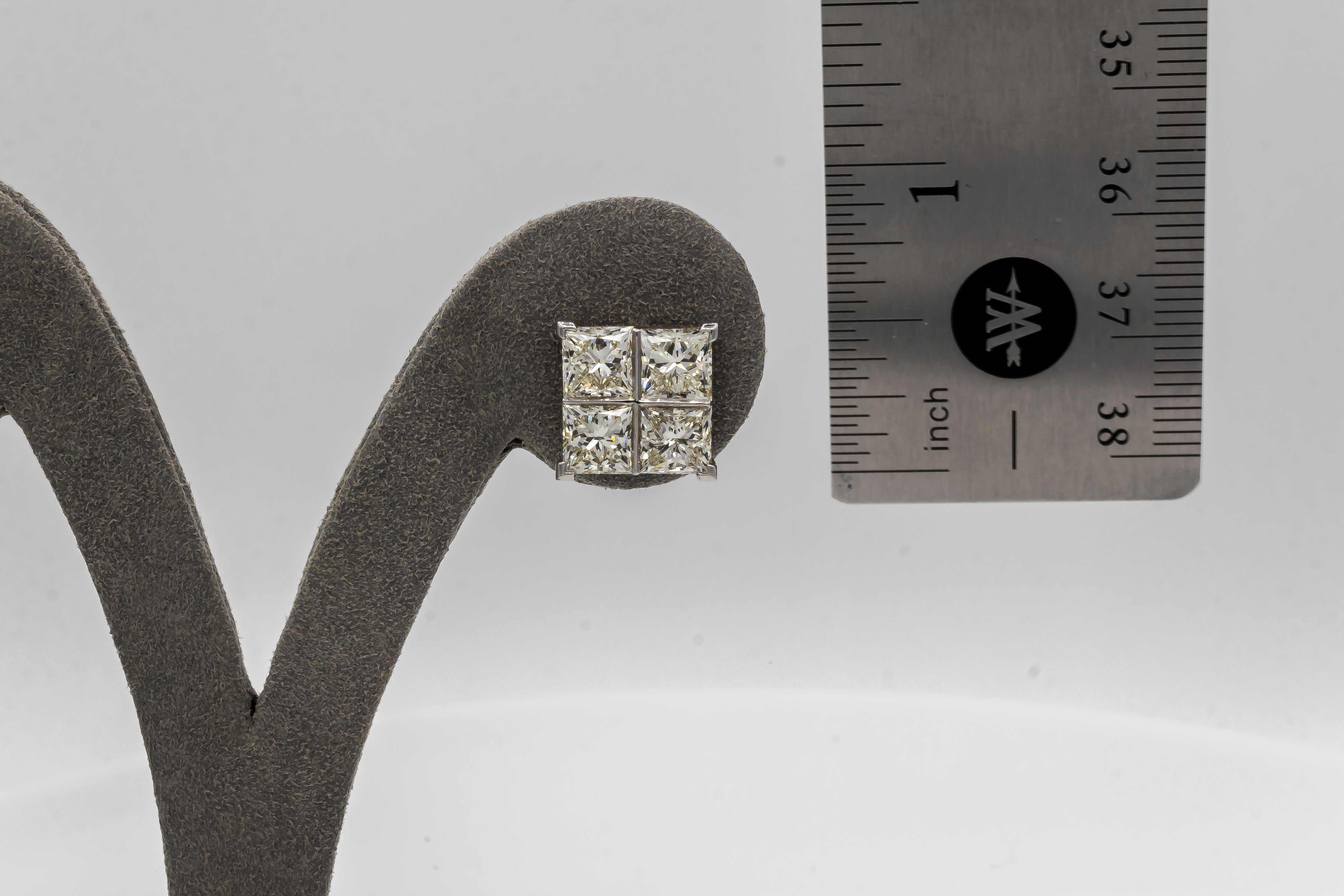 Women's 8.17 Carat Diamond White Gold Cluster Earrings