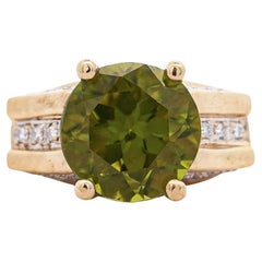 8,17 Karat Rundschliff Peridot & Diamant 18K Gold Statement Ring