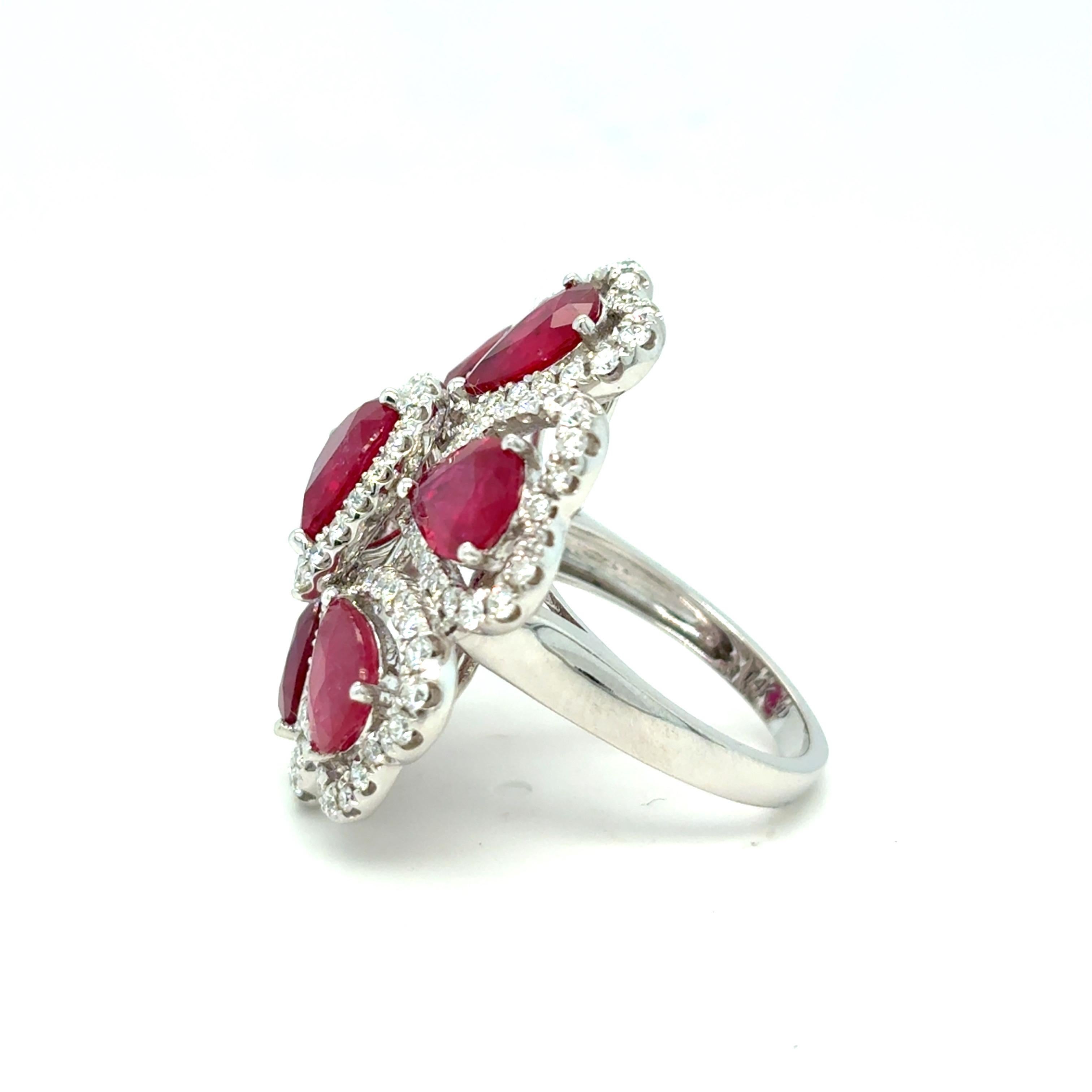 8.17 Karat Rubin-Diamant-Cocktailring im Angebot 5