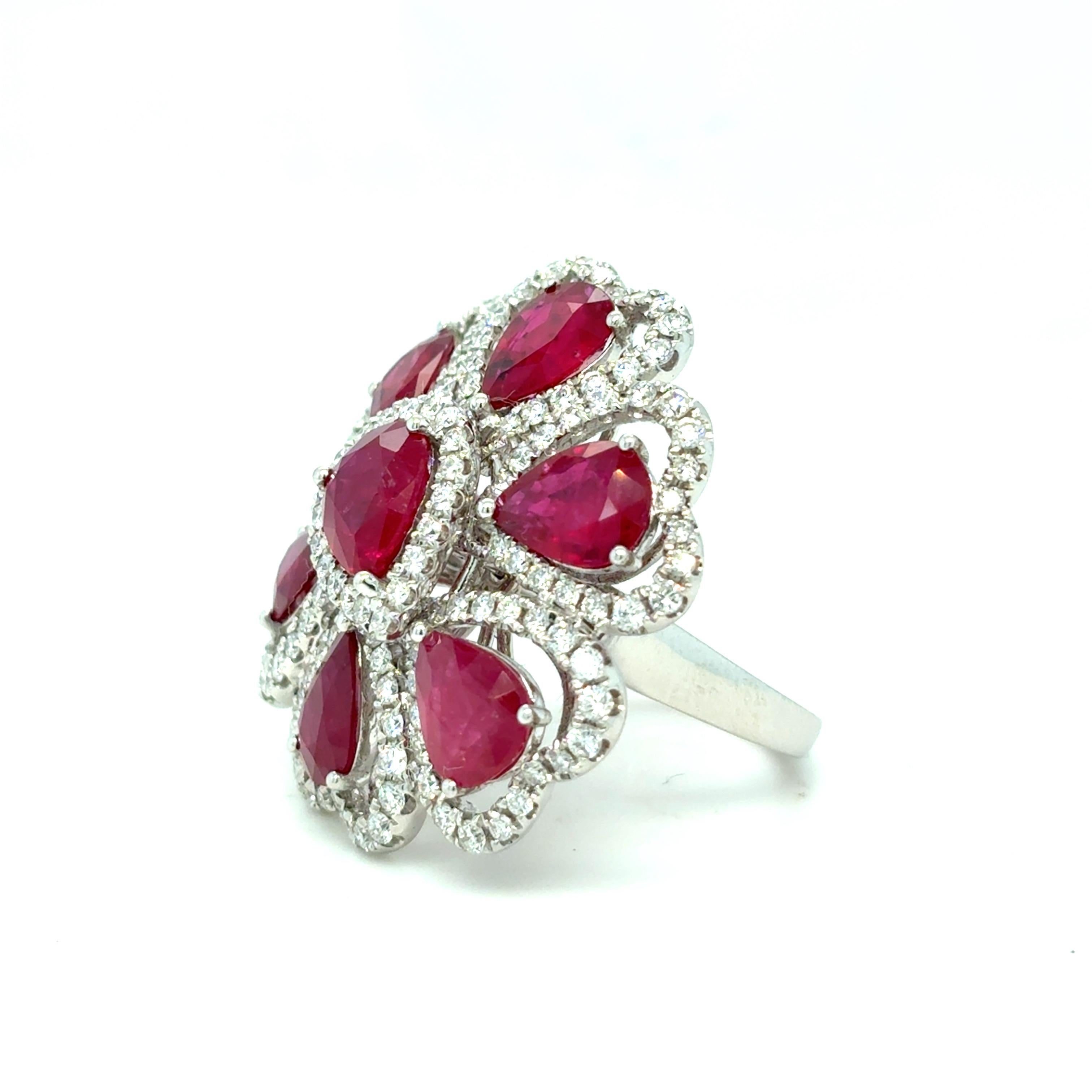 8.17 Karat Rubin-Diamant-Cocktailring im Angebot 6