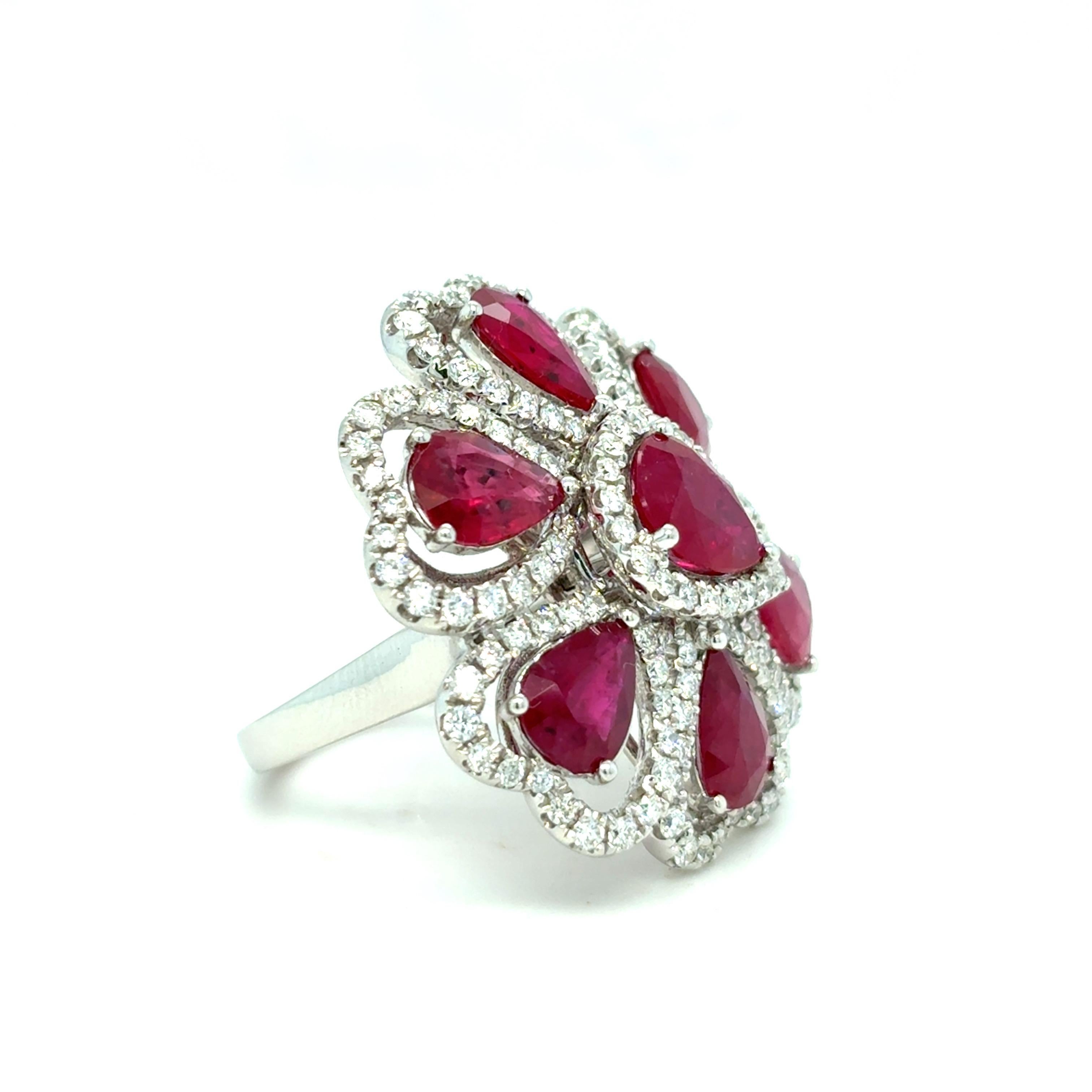 8.17 Karat Rubin-Diamant-Cocktailring (Ovalschliff) im Angebot