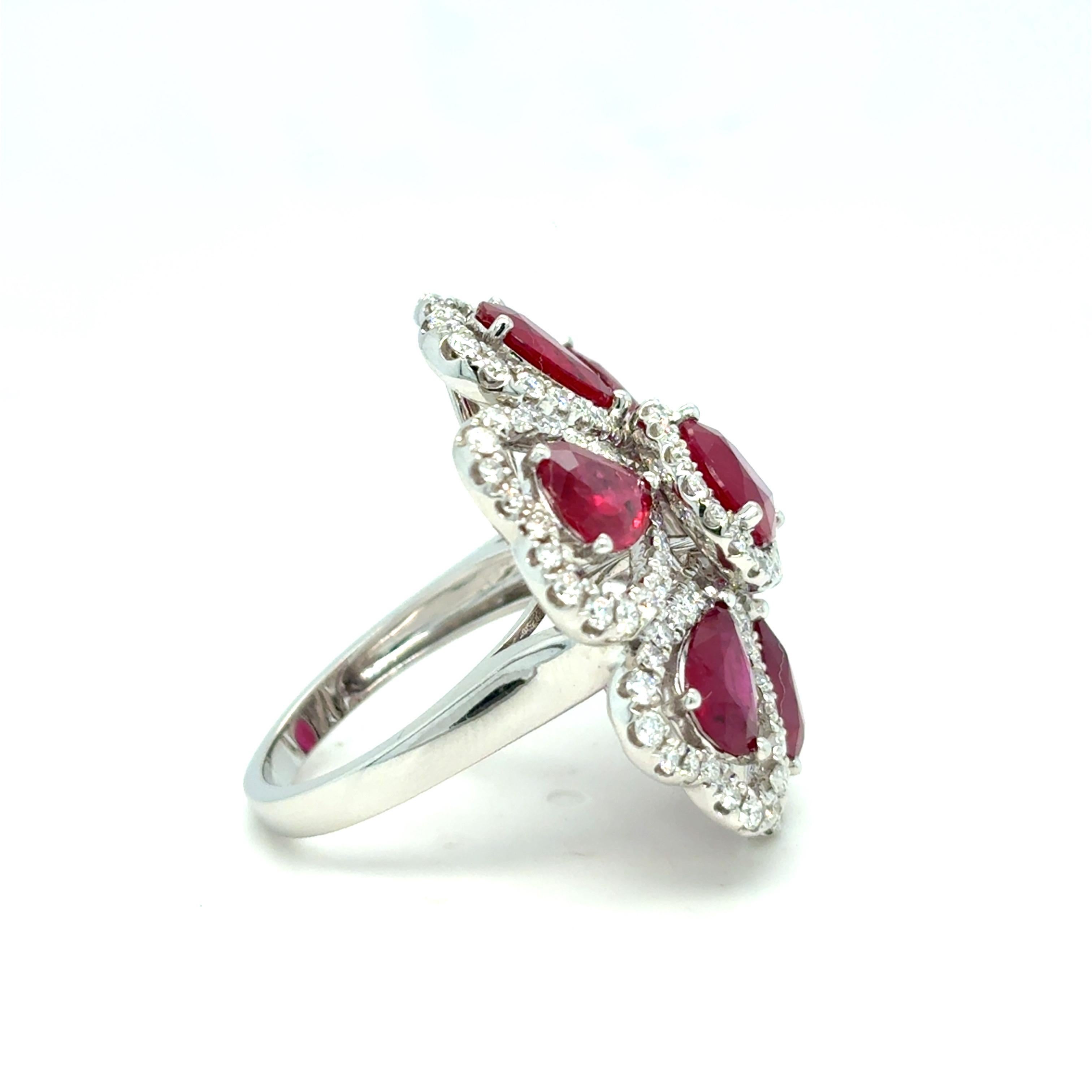 8.17 Karat Rubin-Diamant-Cocktailring Damen im Angebot