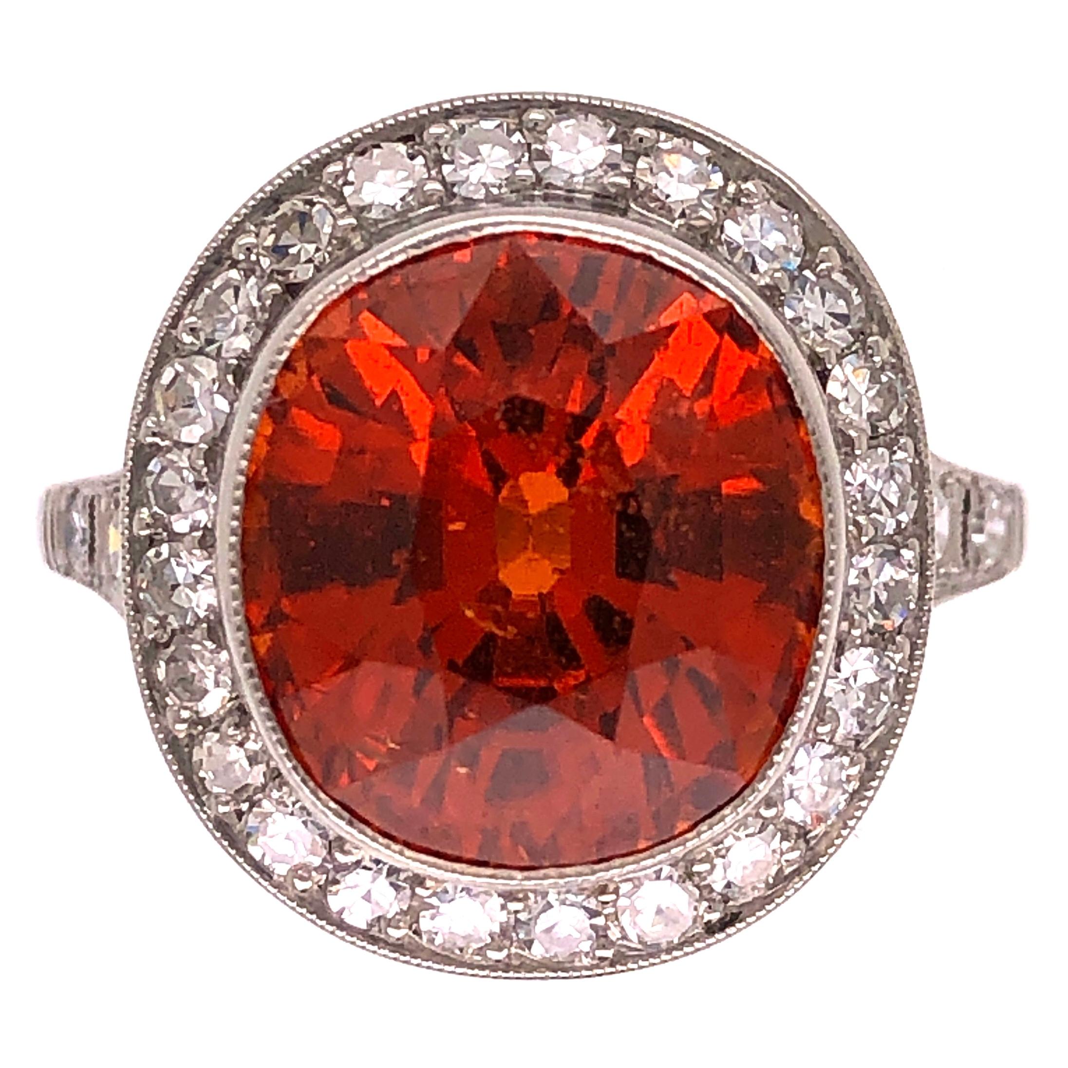 Tiffany and Co. 3.25 Carat Spessartite Diamond Platinum Ring at