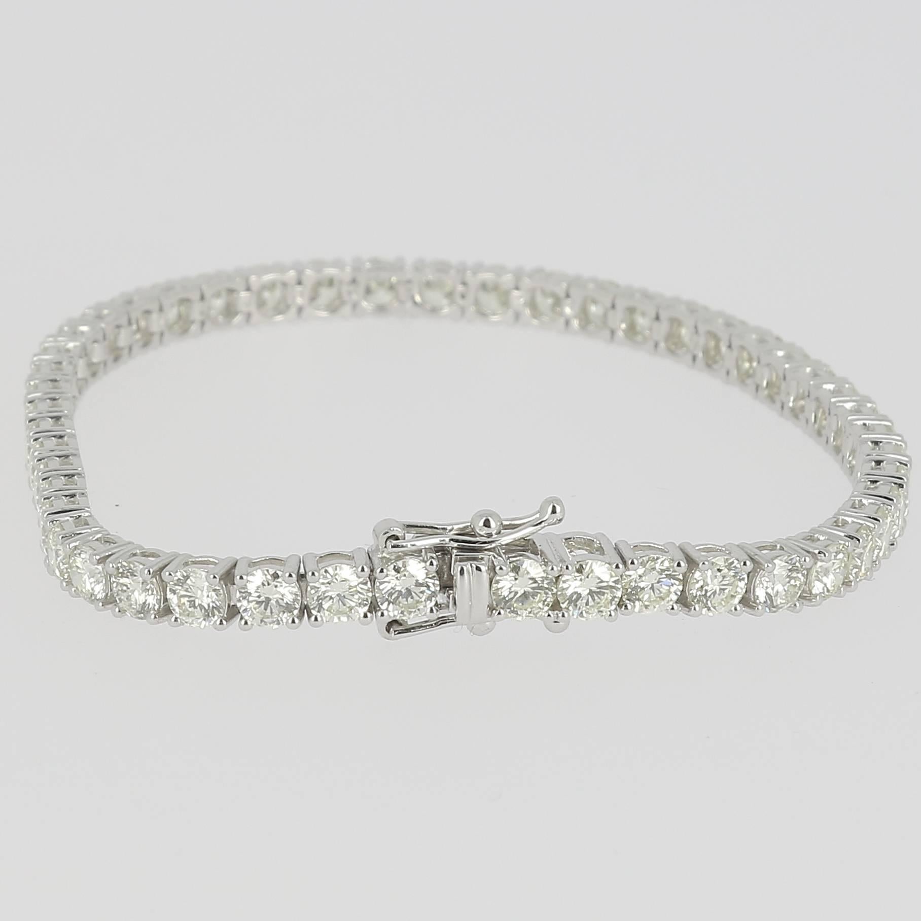 Contemporary 8.18 Carat White Diamond Tennis Bracelets 18K WhiteGold /Line Bracelets /Riviera