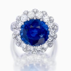 8.18 Carat Sri Lanka Heated Blue Sapphire Ring made in 18 Karat White Gold
