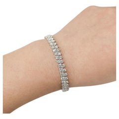 8.18 Carat Total Round Diamond Double Tennis Bracelet in 18K White Gold