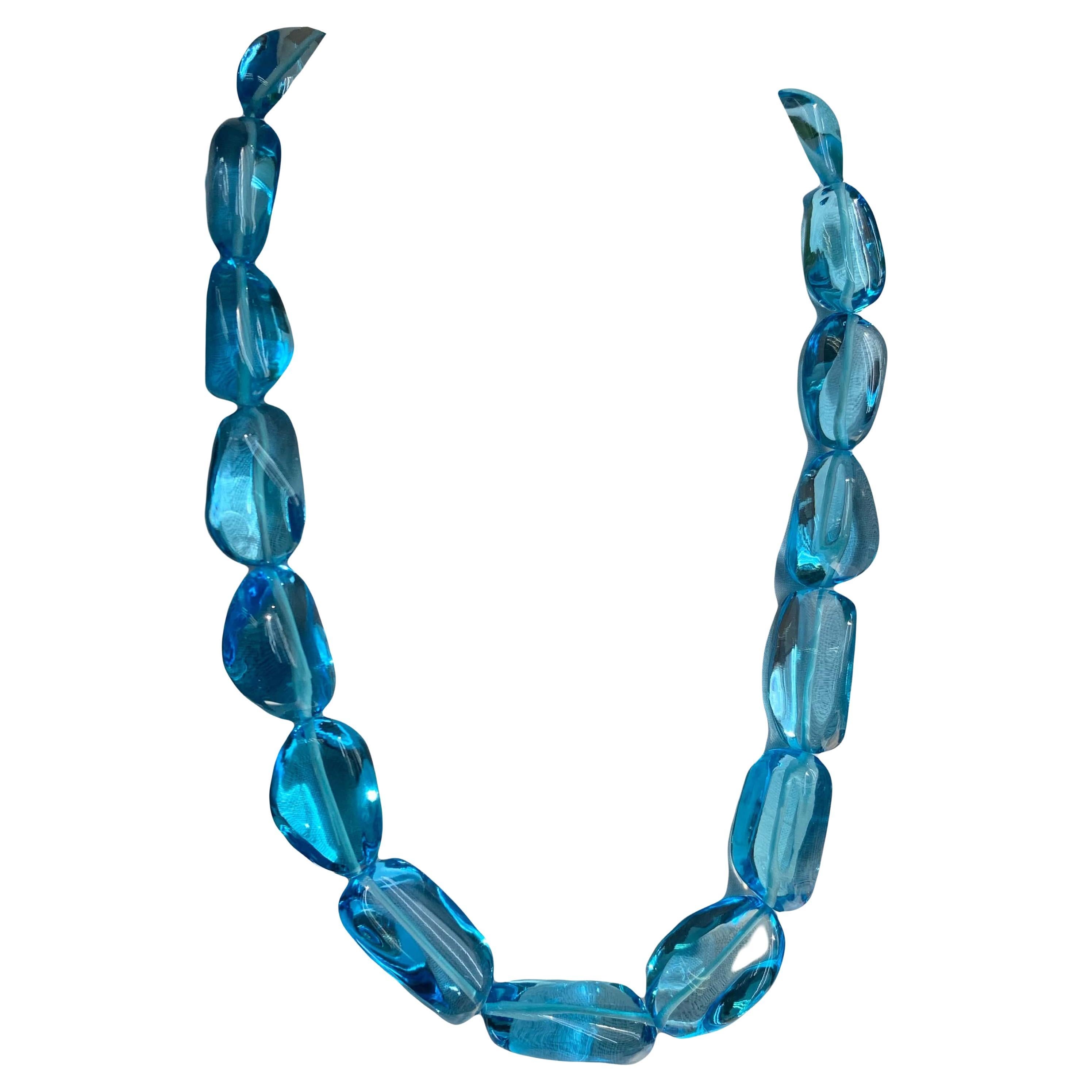 819 Carat Victorian Inspired Blue Topaz Tumbles Statement Necklace