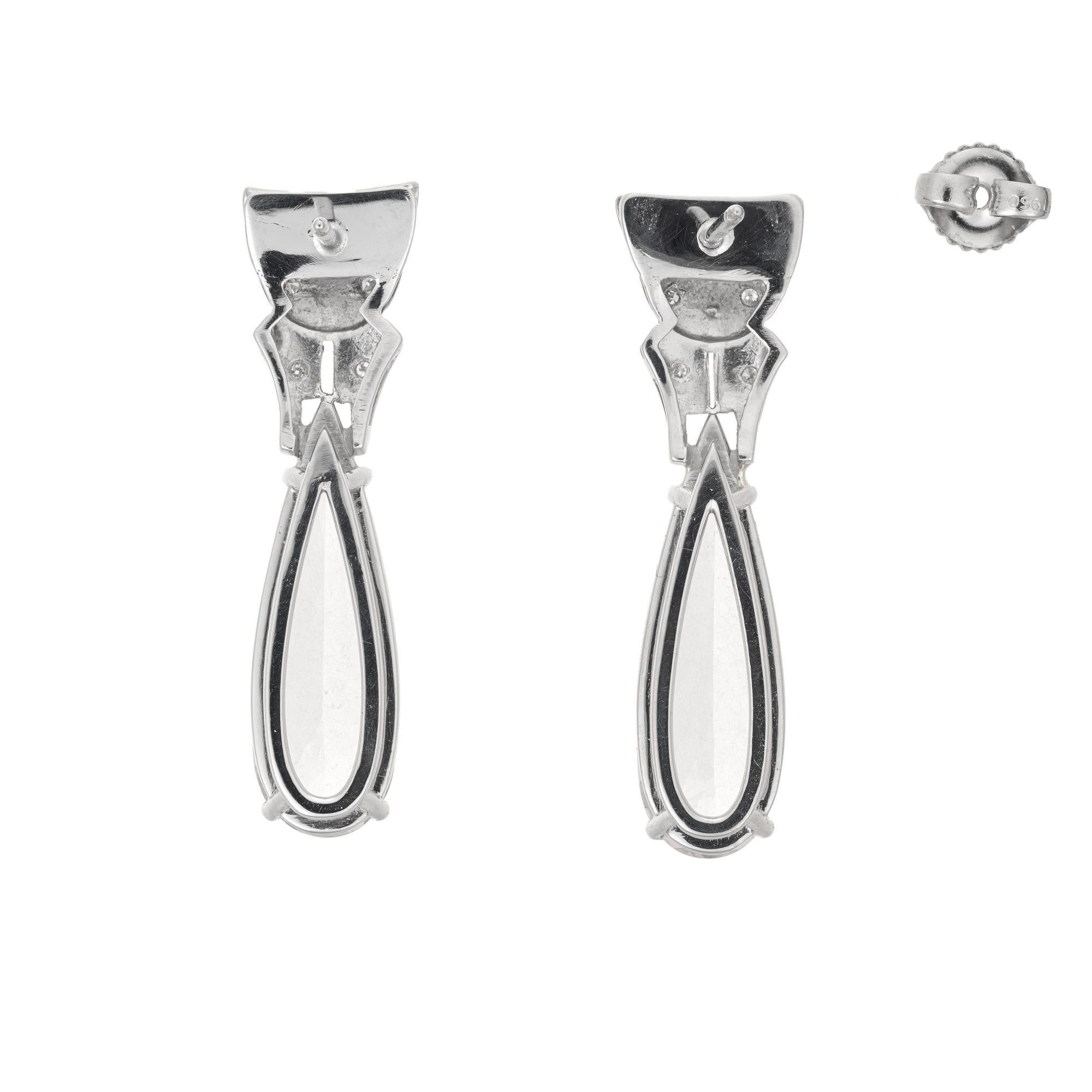 Taglio a goccia Orecchini pendenti in platino con diamante e morganite a pera da 8,19 carati in vendita