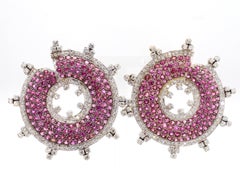 8.19 Carat Pink Sapphire and 4.16 Carat Diamond 18K Gold Stud Earrings