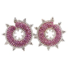 8.19 Carat Pink Sapphire and 4.16 Carat Diamond 18K Gold Stud Earrings