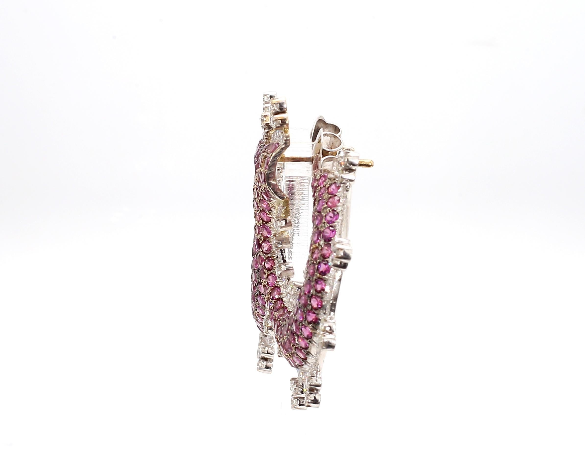 Modern 8.19 Carat Pink Sapphire and 4.16 Carat Diamond Stud Earrings in 18K Gold For Sale