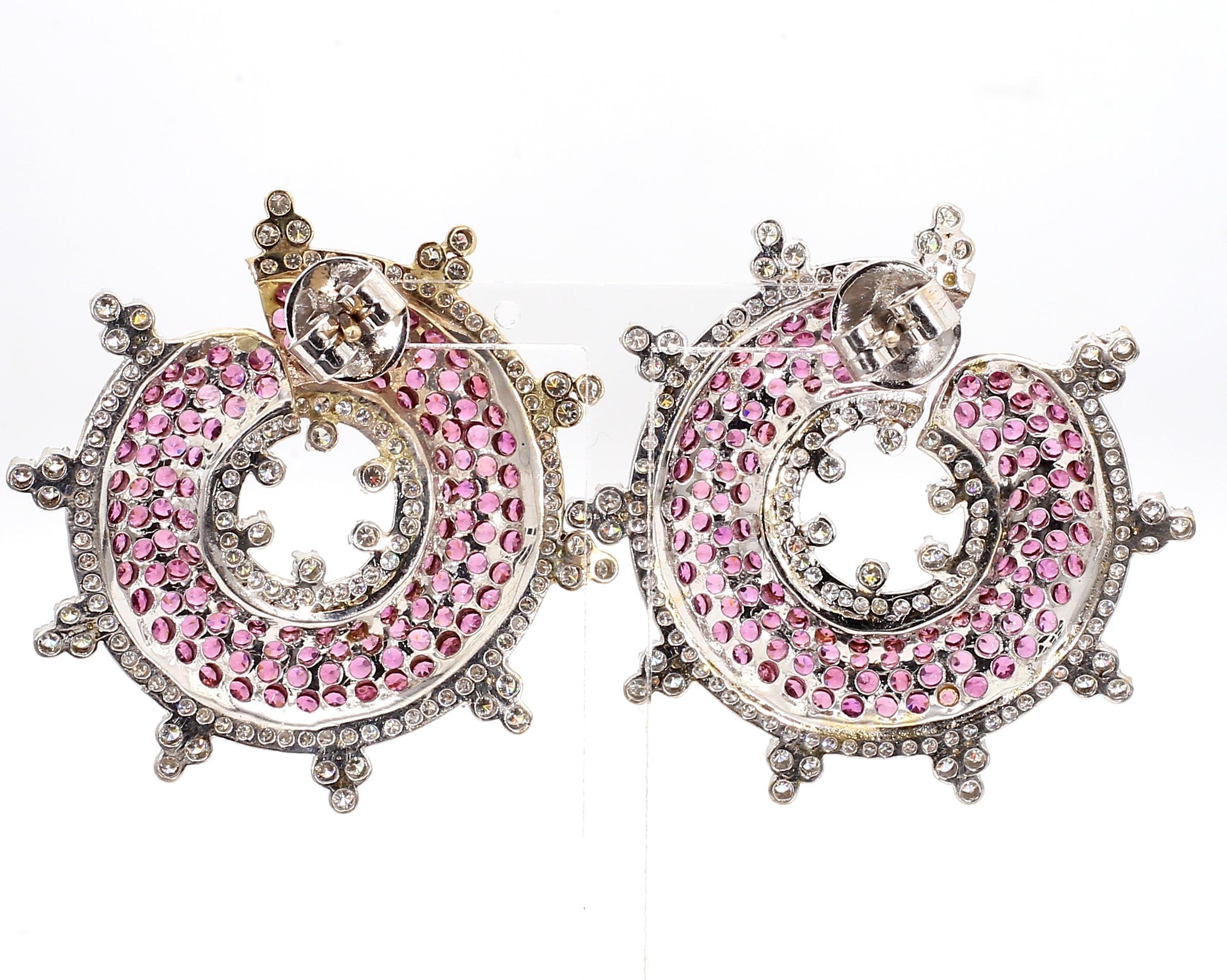 8.19 Carat Pink Sapphire and 4.16 Carat Diamond Stud Earrings in 18K Gold In New Condition For Sale In New York, NY
