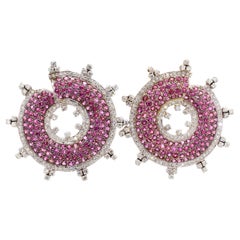 8.19 Carat Pink Sapphire and 4.16 Carat Diamond Stud Earrings in 18K Gold
