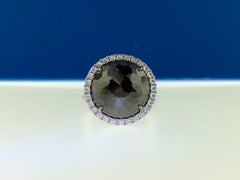 8.19 Carat Rose Cut Black and White Diamond Cocktail Ring