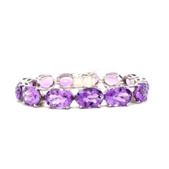 81.9 Carats Amethyst Gemstone Tennis Bracelet Crafted in Sterling Silver