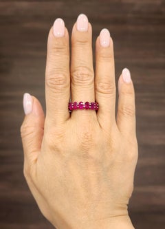 Unique 8.19 Carat Oval Ruby Eternity Band in 18k White Gold