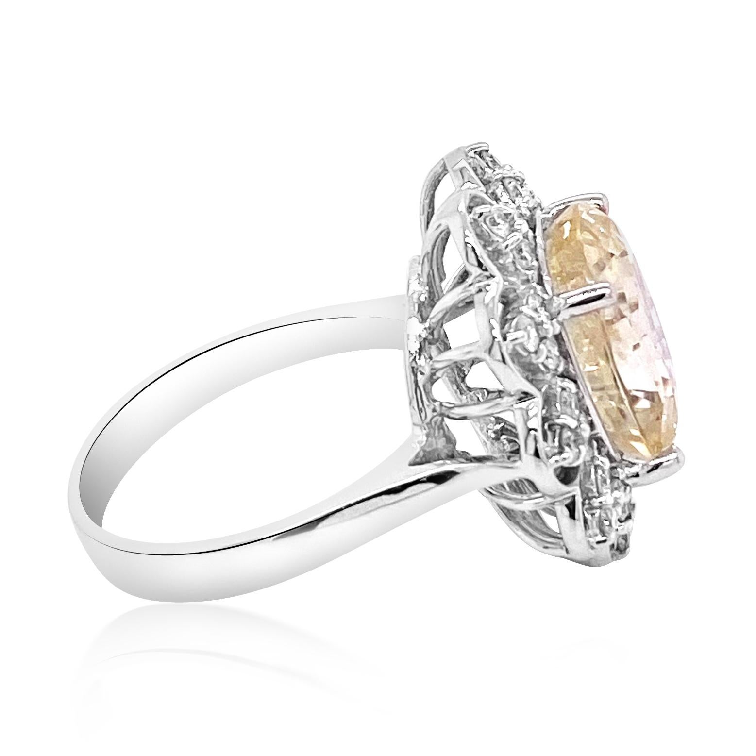 Women's 8.19ct Naturall Ceylon Yellow Sapphire 14k White Gold Ring For Sale