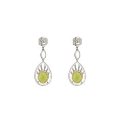 8.19 Carat Peridot and Diamond Dangle Earrings in 18k White Gold