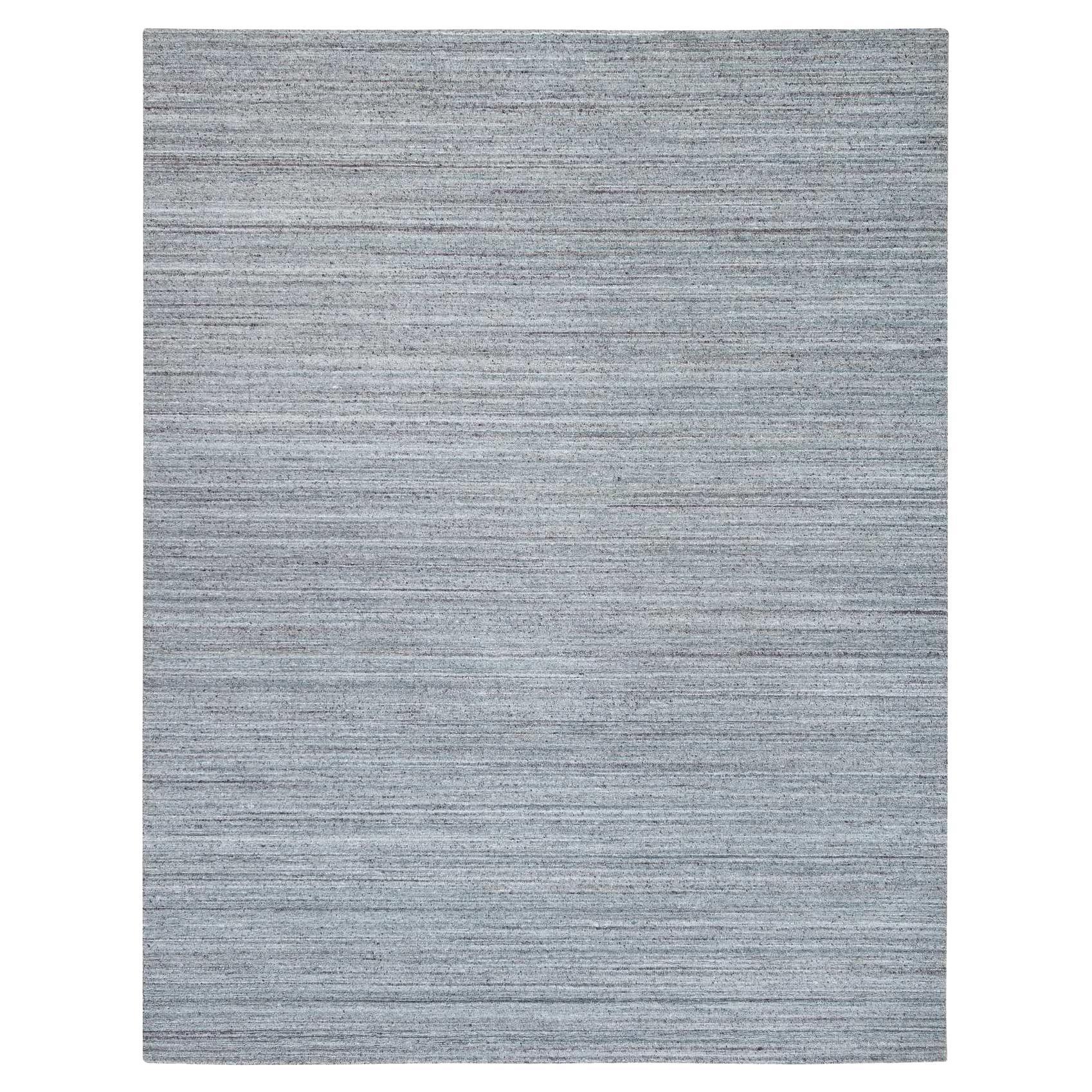 8
1 "x10
 Arsenic Gray handgewebter moderner Striae Design Wolle Orientteppich