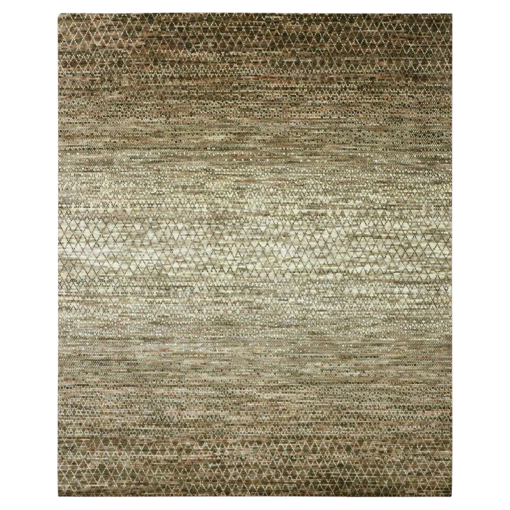 Alfombra oriental moderna de lana pura tejida a mano, de color marrón, con diseño de hierba, de 8'1" x 10'
