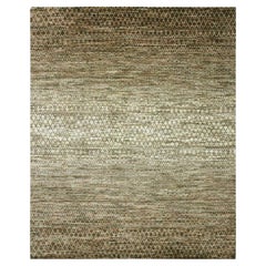Alfombra oriental moderna de lana pura tejida a mano, de color marrón, con diseño de hierba, de 8'1" x 10'