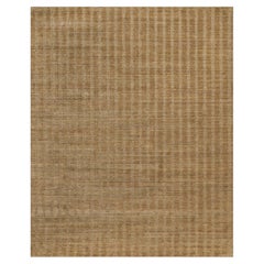 Alfombra de 8'1" x 10', de lana natural sin teñir, tejida a mano, con diseño de rayas verticales en color marrón