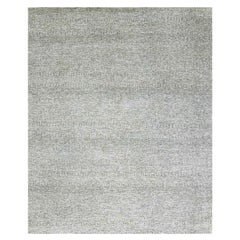 8'1 "x10' Wolken Grau Handgeknüpft Gras Design Glänzende Wolle Ungefärbt Orientteppich