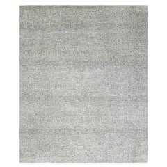 8'1 "x10' Wolken Grau Handgeknüpft Gras Design Glänzende Wolle Ungefärbt Orientteppich