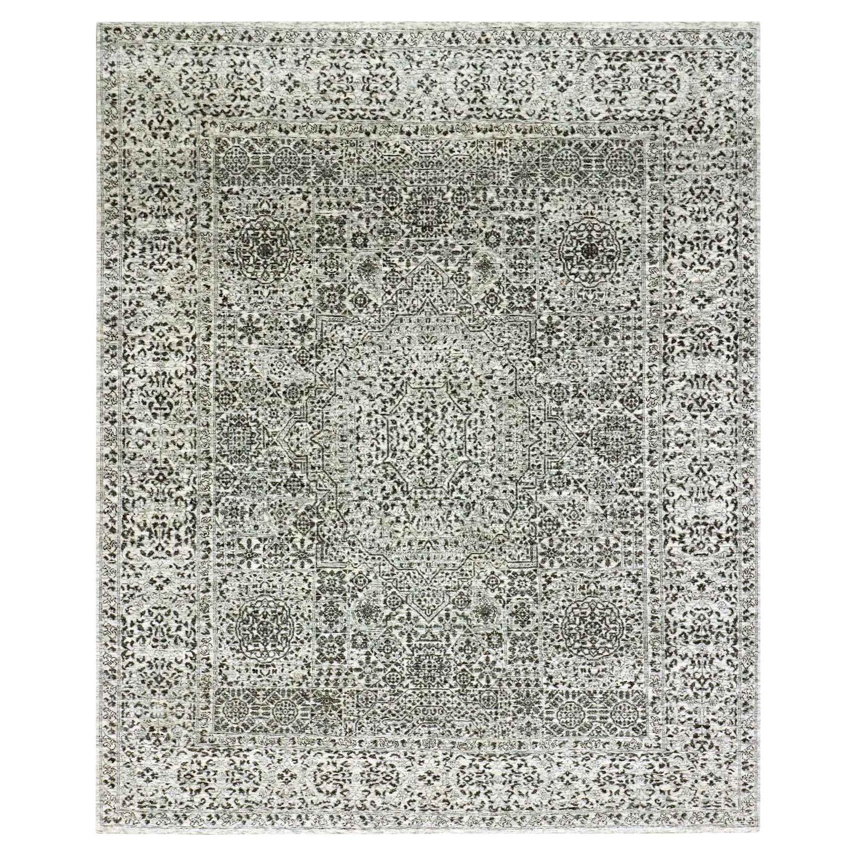 8
1 "x10
Ghost White, Mamluken-Dynastie Design, Ungefärbt 100% Wolle, Handgeknüpfter Teppich