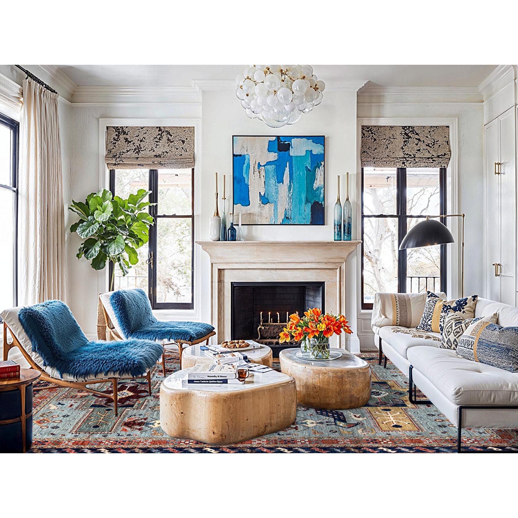 This is a truly genuine one-of-a-kind Armenian Inspired Caucasian Design, Hand Knotted, Pure Wool, Oriental Rug. It has been Knotted for months and months in the centuries-old weaving craftsmanship techniques by expert artisans.
Primary materials: