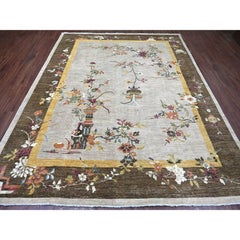 8'1 "x10' Grau Chinesisch Art Deco Inspiriert Peshawar Handgeknüpft Wolle Orientteppich