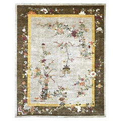 8'1 "x10' Grau Chinesisch Art Deco Inspiriert Peshawar Handgeknüpft Wolle Orientteppich