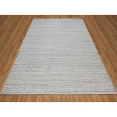 8'1"x10' Gray Hand Loomed Modern Plain Design Natural Wool Oriental Rug