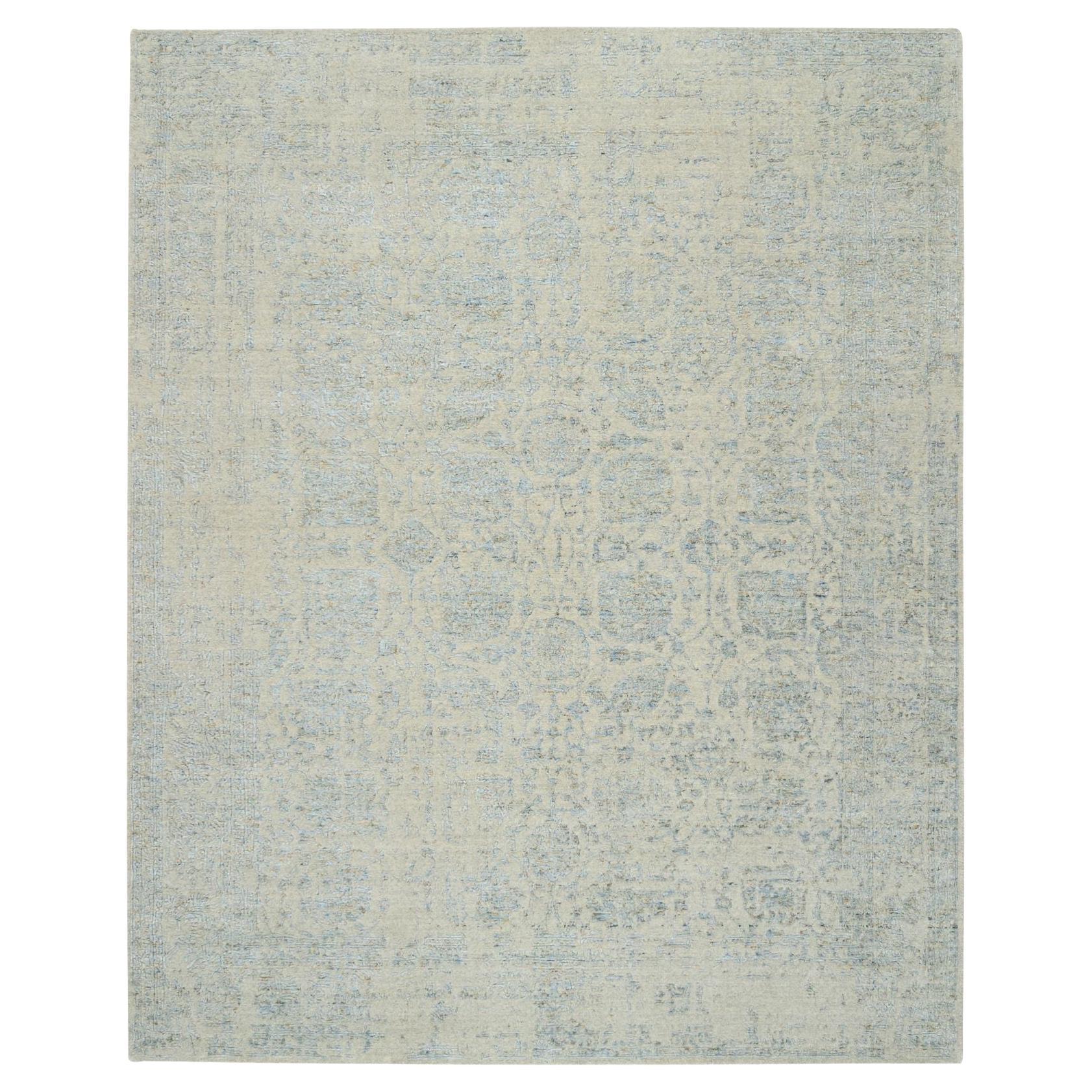 Tappeto orientale Tabriz Design/One 8'1 "x10' grigio jacquard lavorato a mano in lana e seta