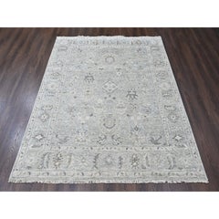 Tappeto in lana annodato a mano della collezione "Gray Supple", modello Oushak con motivo a tutta superficie, 8'1" x 10'