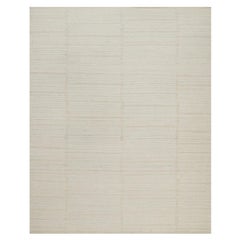 8'1"x10' Ivory Modern Piled Flat Weave Textured Hand Knotted Pure Wool Rug