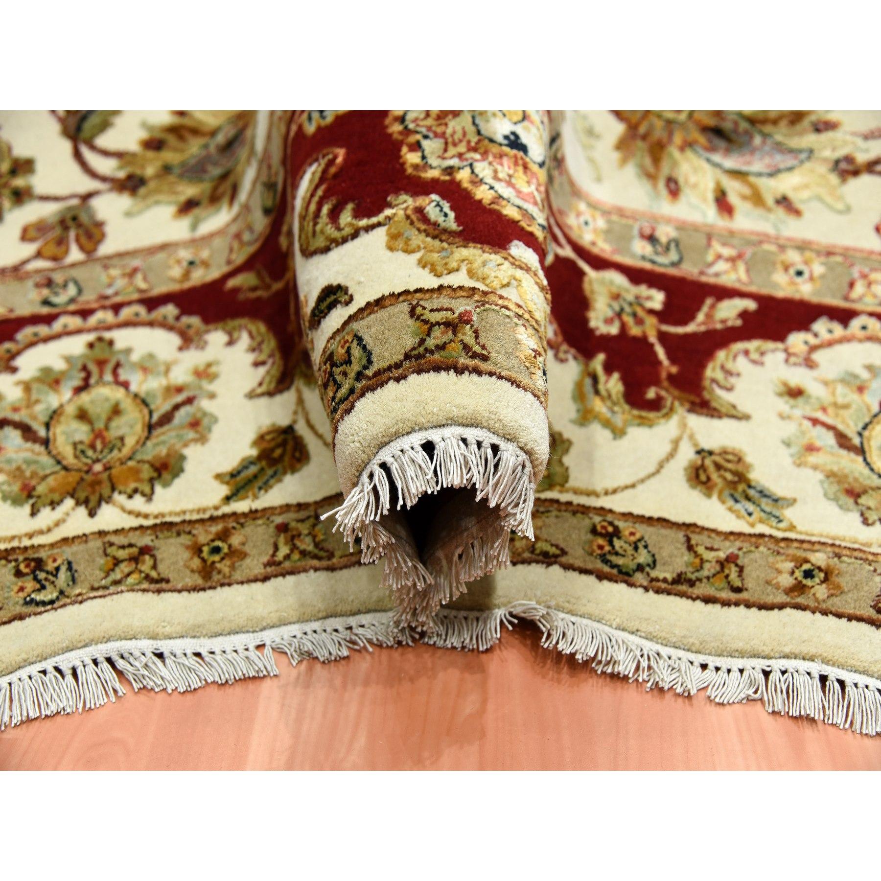 XXIe siècle et contemporain Tapis oriental noué à la main ivoire, design Rajasthan, 8'1