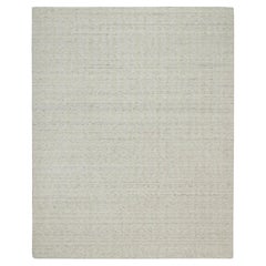 8'1"x10' Ivory Undyed Natural Wool Vertical Stripes Design Hand Loomed Rug