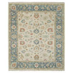 8'1 "x10' Crema Claro Alfombra Oriental Anudada a Mano de Lana Pura con Diseño Oushak