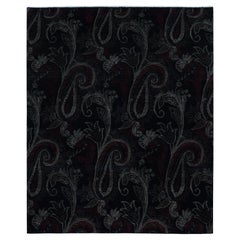 8'1 "x10' Neutro Nero Design Moderno Annodato a mano in pura lana Tappeto Orientale