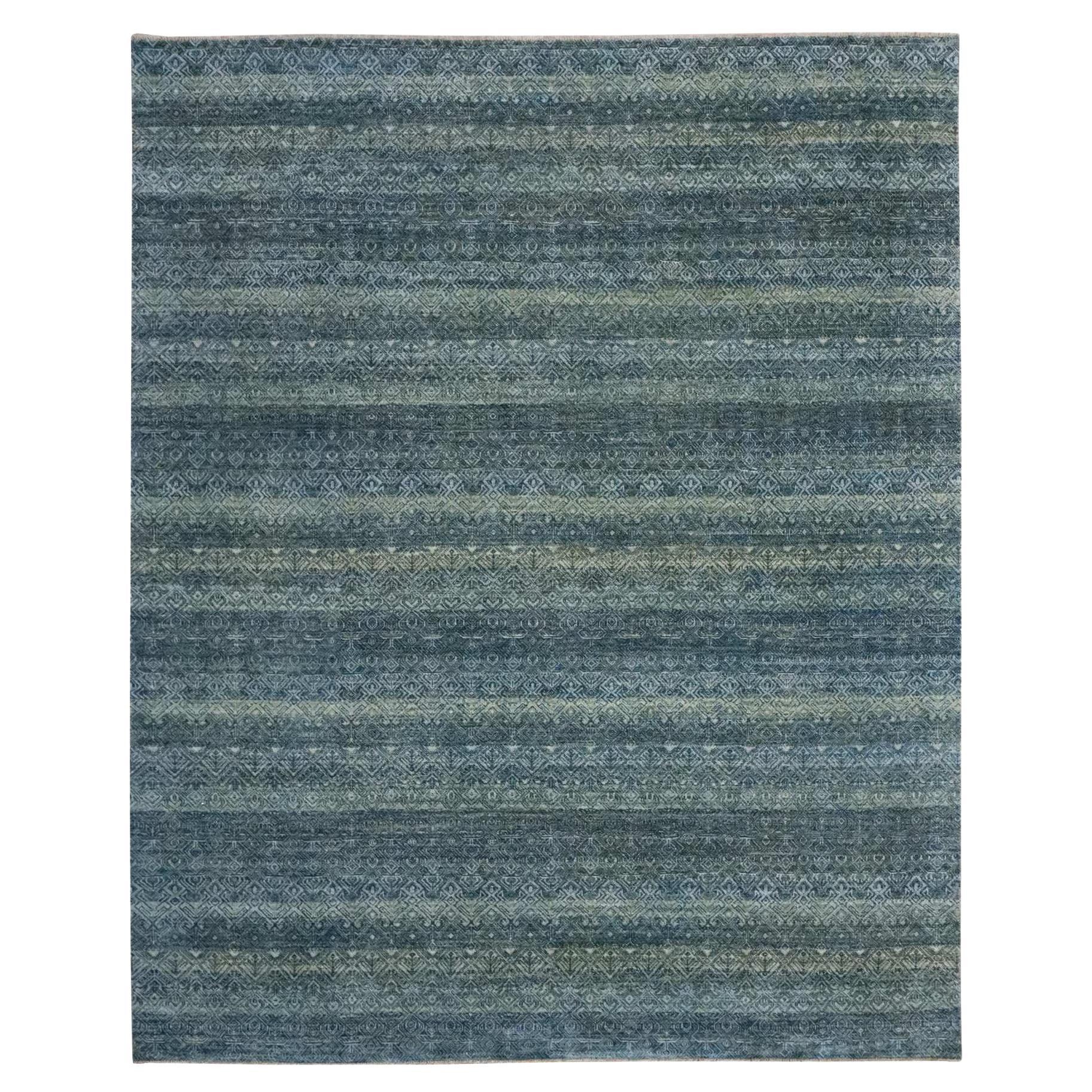 8'1"x10' Ocean Blue Hand Knotted Kohinoor Herat Pattern Pure Wool Oriental Rug