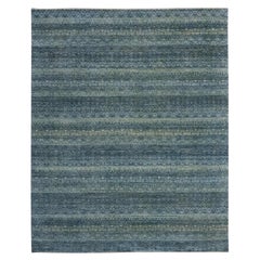 8'1"x10' Ocean Blue Hand Knotted Kohinoor Herat Pattern Pure Wool Oriental Rug