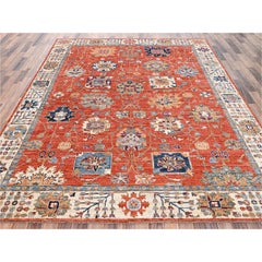 Tapis persan du Nord-Ouest, 246 cm x 305 cm, couleur orange, motif intégral, en laine douce, noué à la main